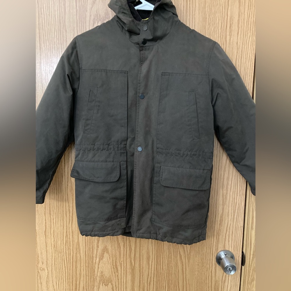 Burberry Kids Brown Jacket Coat Hooded with Quilted Yellow Lining Size 10